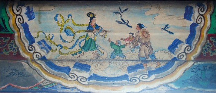 The Cowherd and the Weaver Girl — palace eave painting