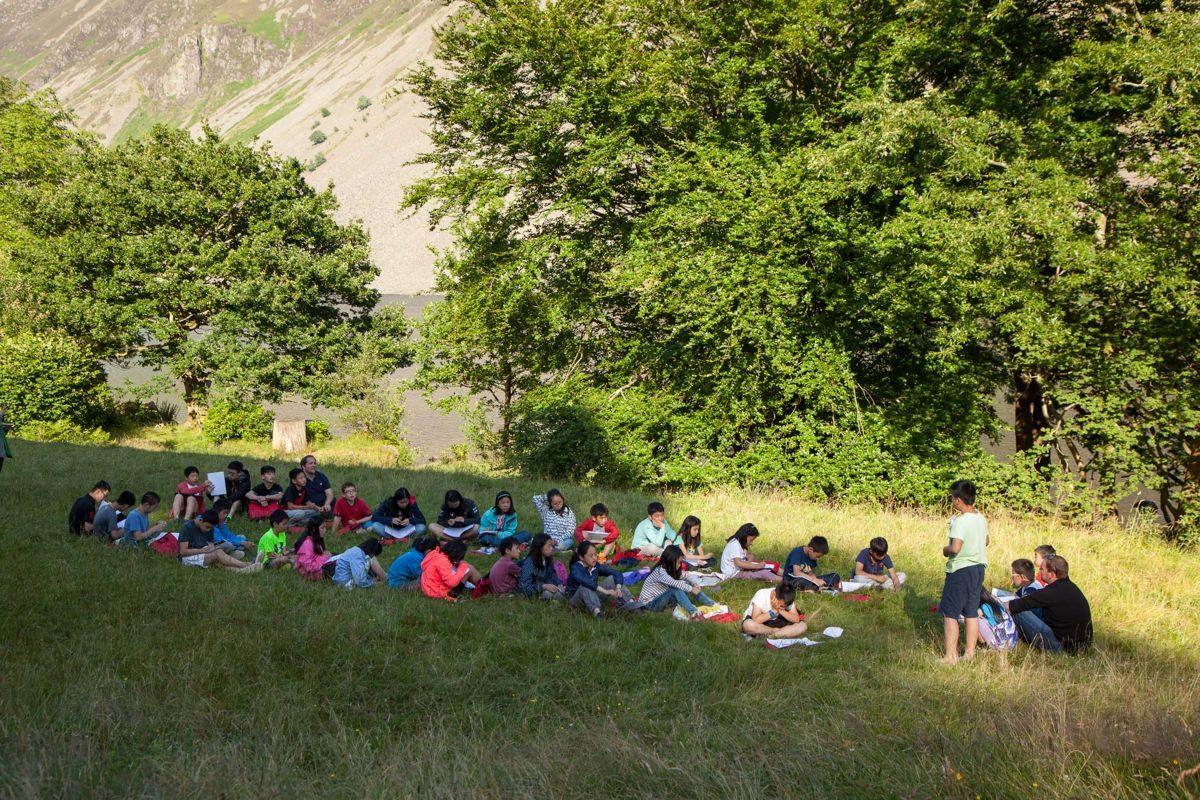 History presentations on the hillside at Wasdale