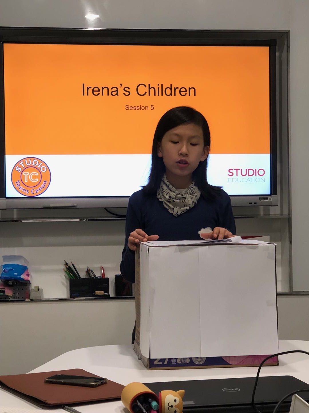 A Non-Fiction student delivering a research speech